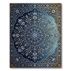 Elegant Navy Floral Medallion Flourish Rug