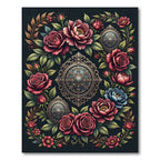 Gothic Floral Rose Medallion Bouquet Rug