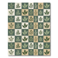 Earthy Green Botanical Checkerboard Rug