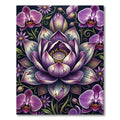 Orchid and Lotus Botanical Purple Art Rug
