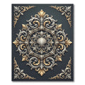 Ornate Shell Medallion Gold Silver Scroll Rug