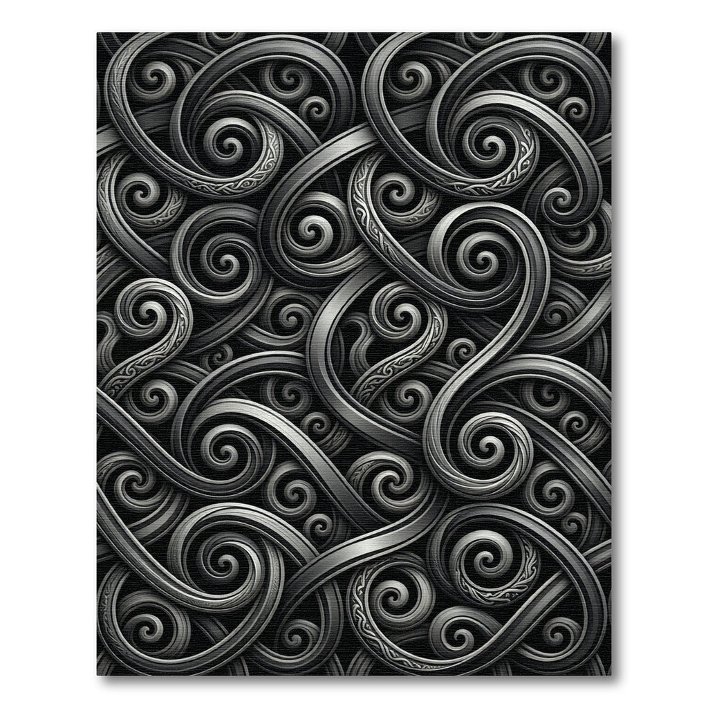 Intricate Gray Interlocking Swirls Rug