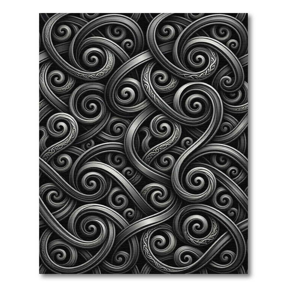 Intricate Gray Interlocking Swirls Rug