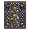 Ornate Gold Chrysanthemum Midnight Floral Rug