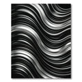 Sleek Silver Waves Black Fabric Rug