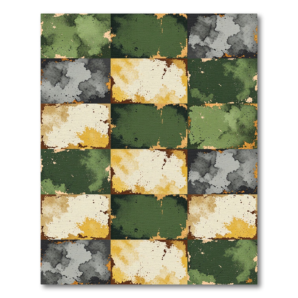 Distressed Camouflage Patchwork Earth Tone Rug