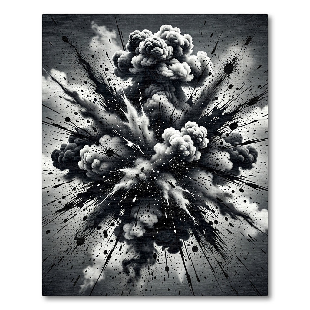 Monochrome Abstract Explosion Ink Splatter Rug