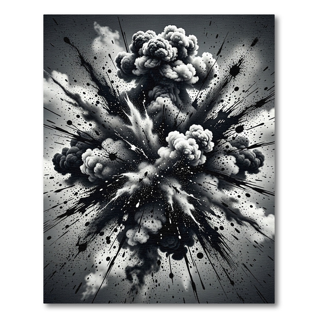 Monochrome Abstract Explosion Ink Splatter Rug