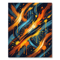Vibrant Orange and Blue Abstract Splash Rug