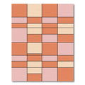 Peach Coral Pink Geometric Blocks Rug