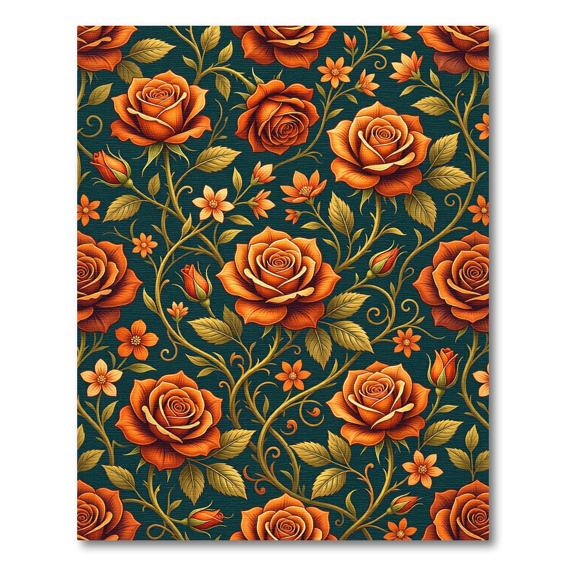 Golden Amber Rose Botanical Garden Rug