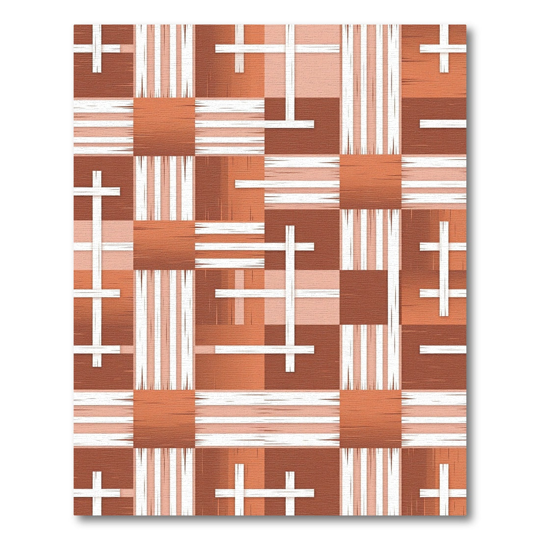Terracotta Plaid Intersecting Lines Rug