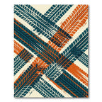 Teal and Burnt Orange Tire Tread Rug