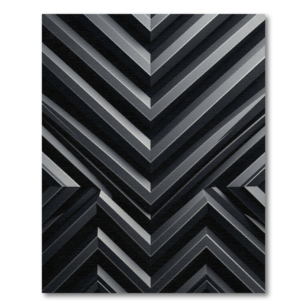 Monochromatic Grey Angular Chevron Geometric Rug