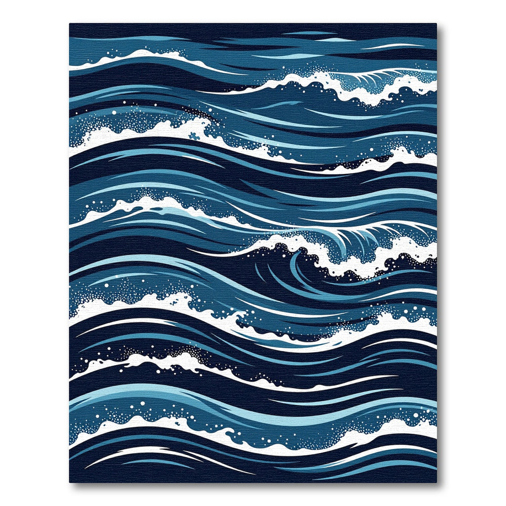 Deep Blue Ocean Waves Cascade Rug