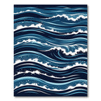 Deep Blue Ocean Waves Cascade Rug