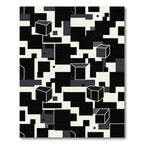 Monochrome 3D Cubes Geometric Collage Rug