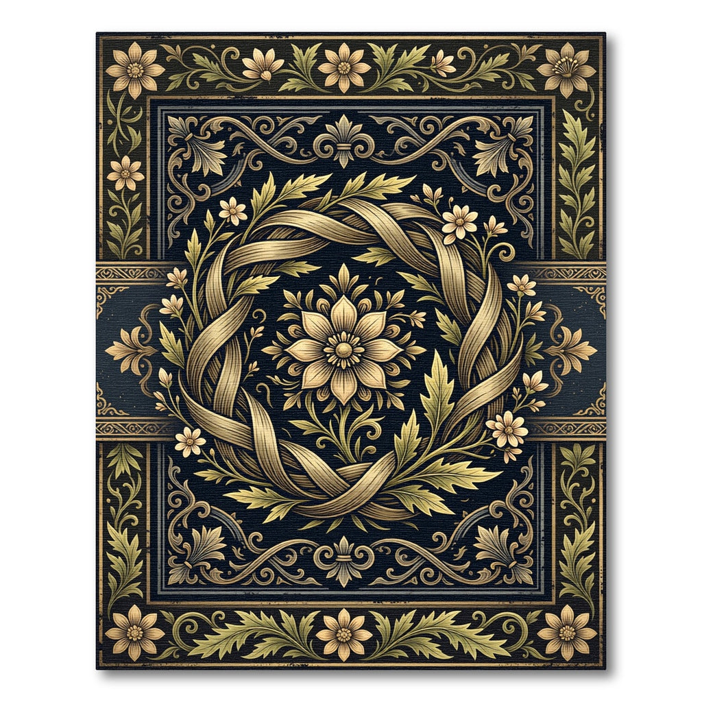 Elegance Gold Floral Woven Emblem Rug