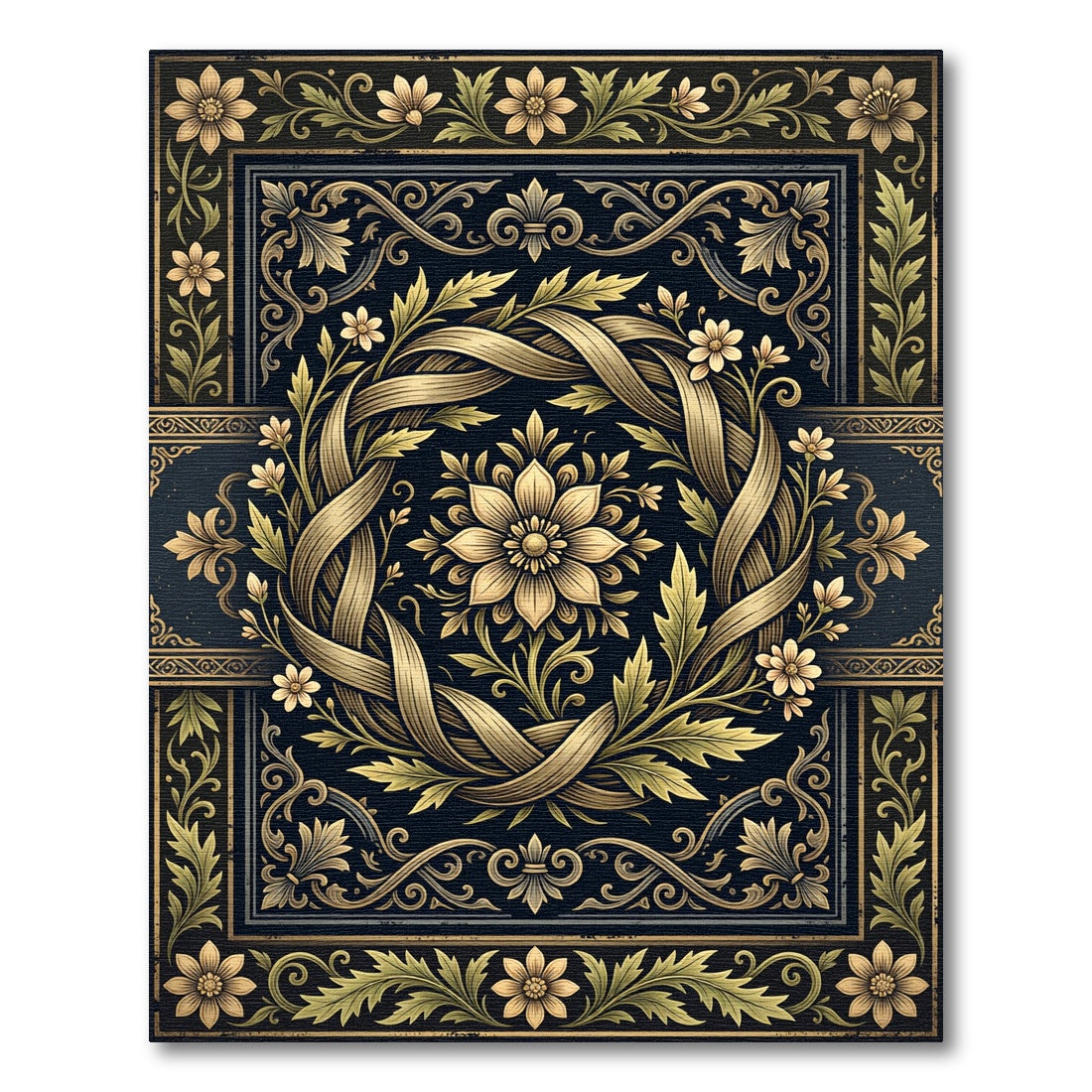 Elegance Gold Floral Woven Emblem Rug