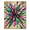 Vibrant Magenta Teal Crystal Fern Burst Rug