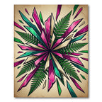 Vibrant Magenta Teal Crystal Fern Burst Rug