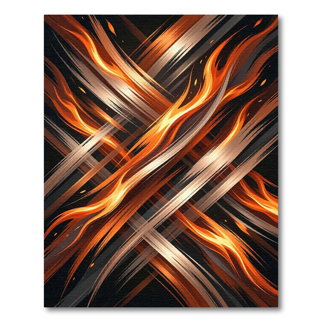 Fiery Orange Abstract Crossed Flame Rug