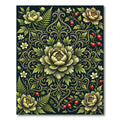 Dark Botanical Peony Fern Strawberry Rug