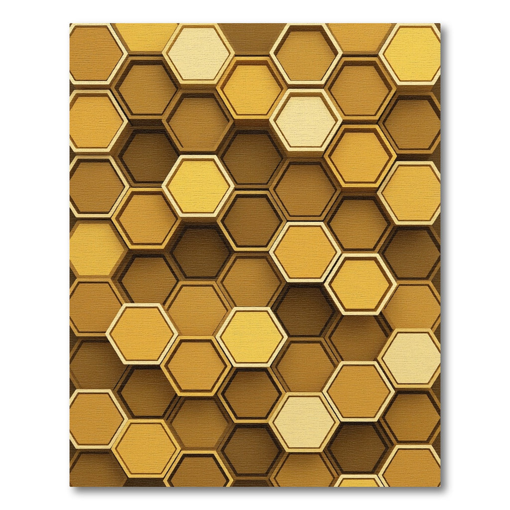 Golden Honeycomb Dimensional Geometric Hexagon Rug