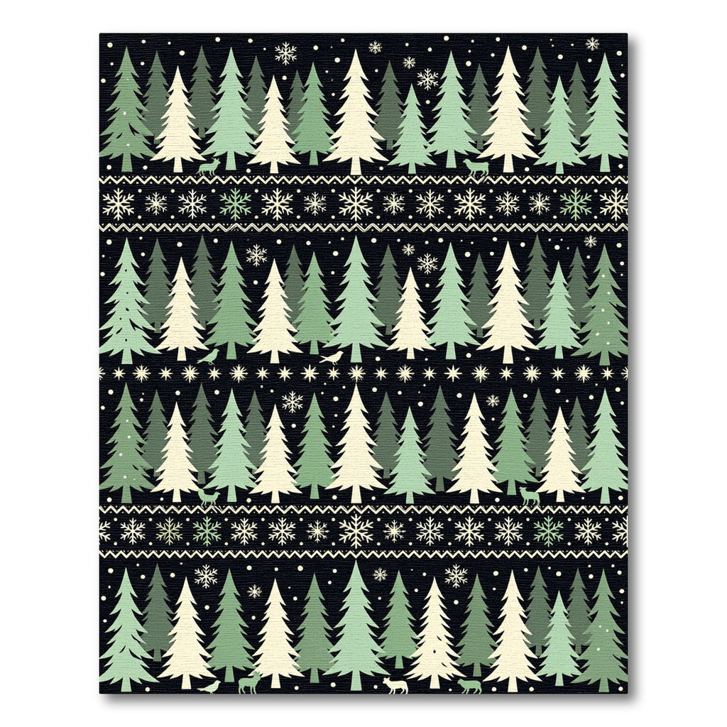 Evergreen Forest Snowflake Pattern Rug