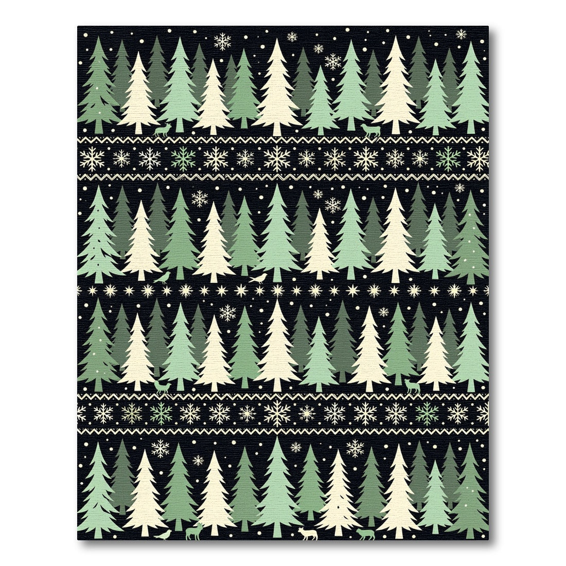 Evergreen Forest Snowflake Pattern Rug