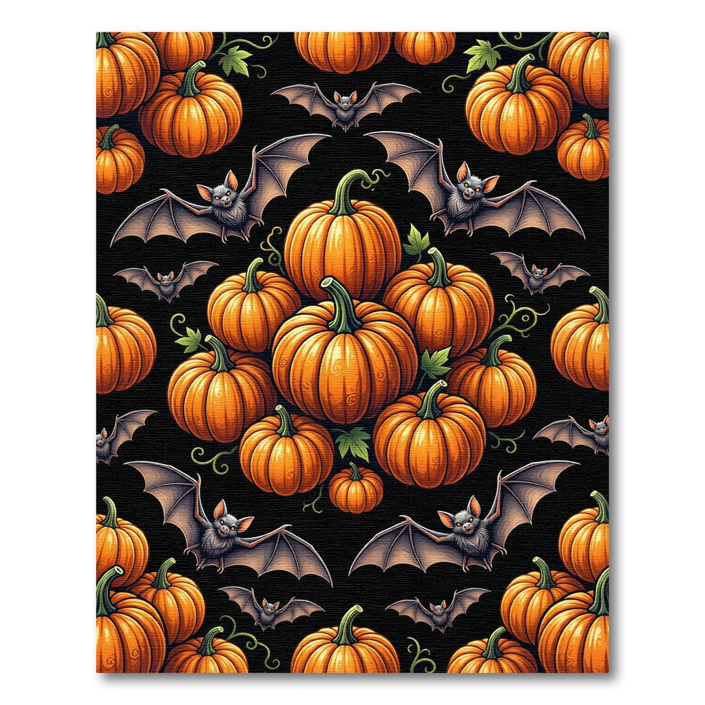 Spooky Halloween Pumpkins and Bats Rug