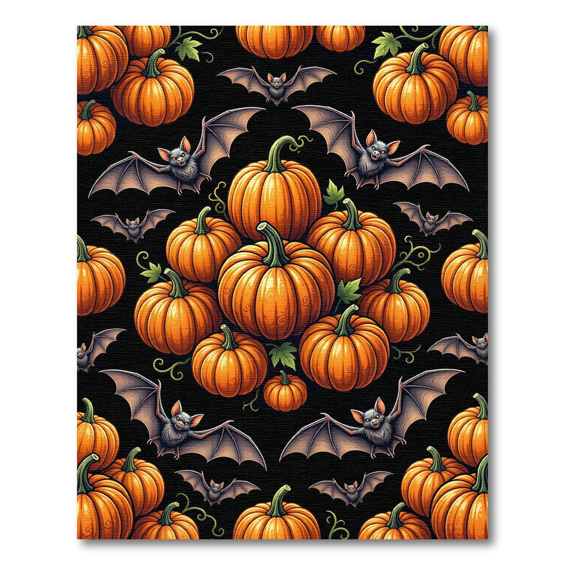 Spooky Halloween Pumpkins and Bats Rug