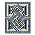 Geometric Navy Blue Greek Key Maze Rug