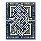 Geometric Navy Blue Greek Key Maze Rug