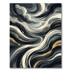 Swirling Abstract Gold and Gray Waves Rug