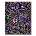 Elegant Purple Botanical Damask Floral Rug