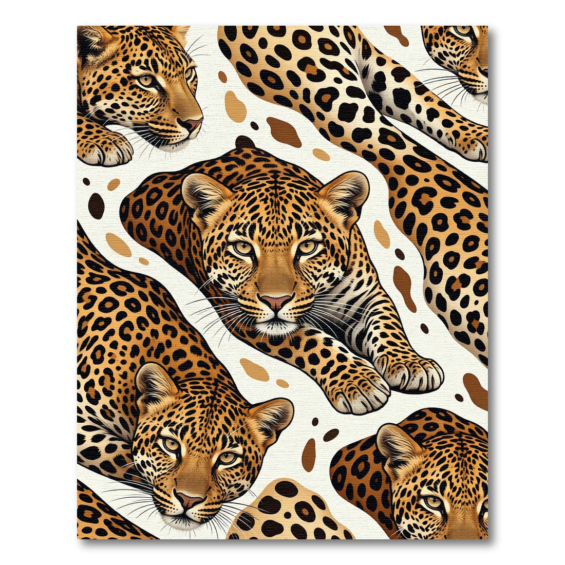 Exotic Golden Leopard Spot Art Rug
