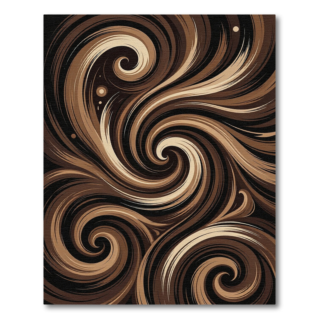 Earthy Chocolate Brown Swirling Abstract Wave Rug