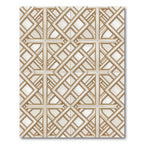 Elegant Gold Ivory Geometric Interlocking Grid Rug