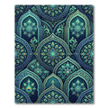 Elegant Peacock Teal Medallion Arch Rug