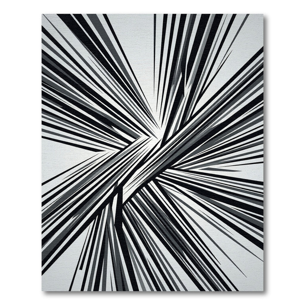 Monochromatic Abstract Angular Linear Art Rug