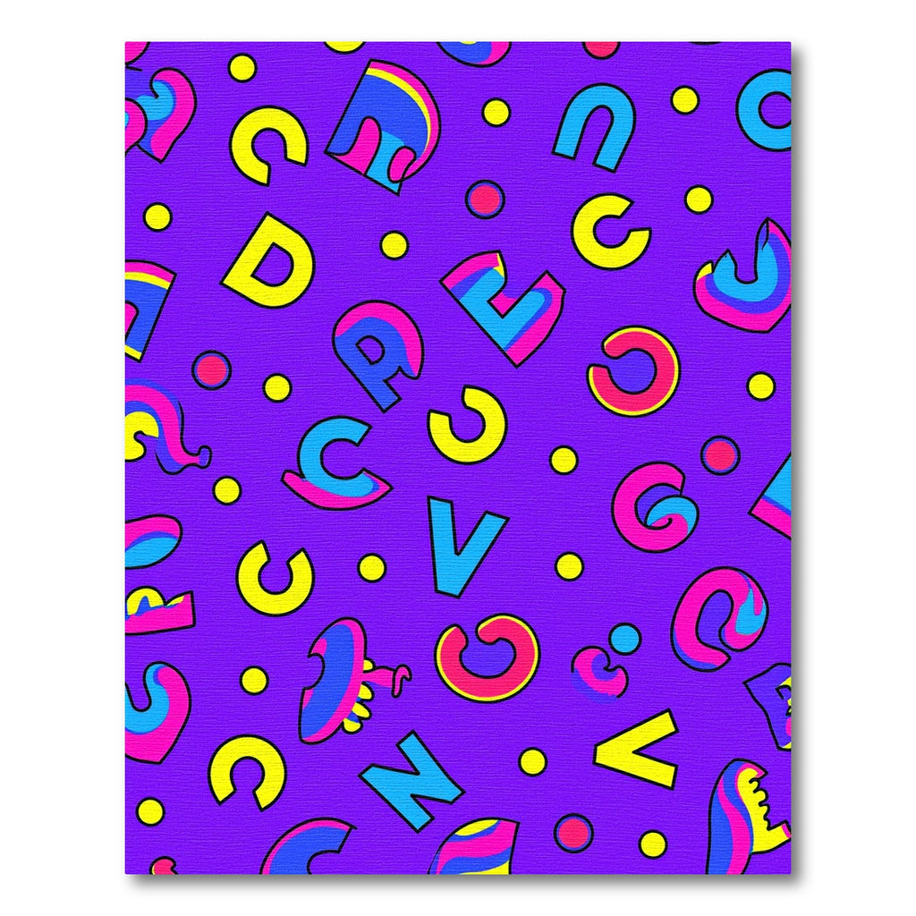 Retro Magenta Alphabet Pop Art Rug