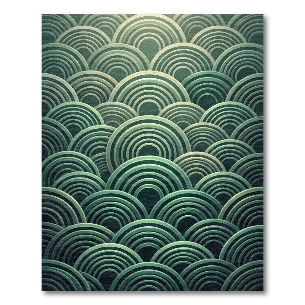 Teal Concentric Arches Rippling Rug