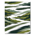 Earthy Green Alpine Mountain Valley Rug