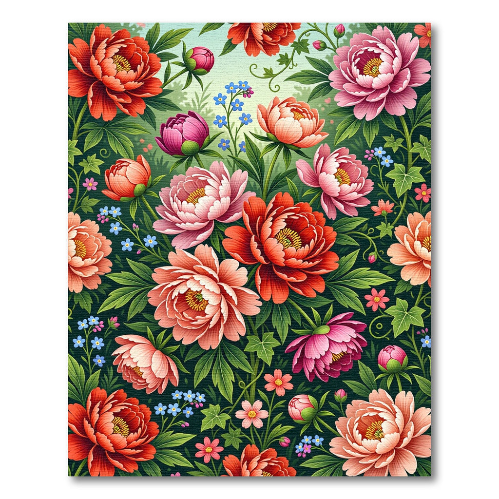 Vibrant Coral Pink Blooming Garden Rug