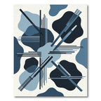 Modern Blue Geometric Abstract Lines Rug