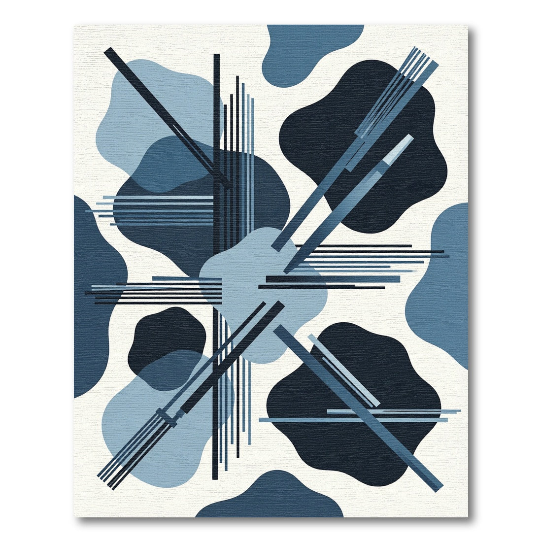 Modern Blue Geometric Abstract Lines Rug