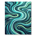 Abstract Teal and Lime Swirling Waves Rug