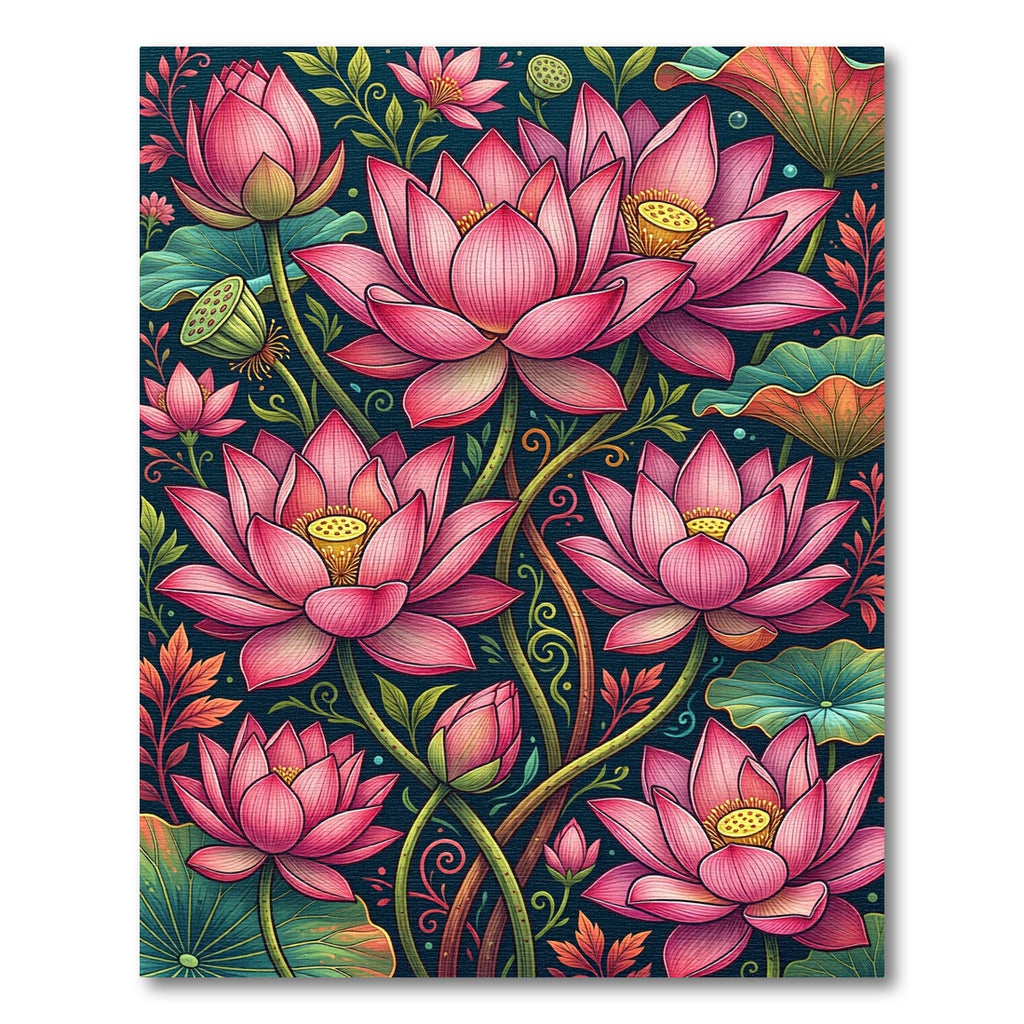 Vibrant Pink Lotus Floral Art Rug