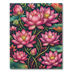 Vibrant Pink Lotus Floral Art Rug